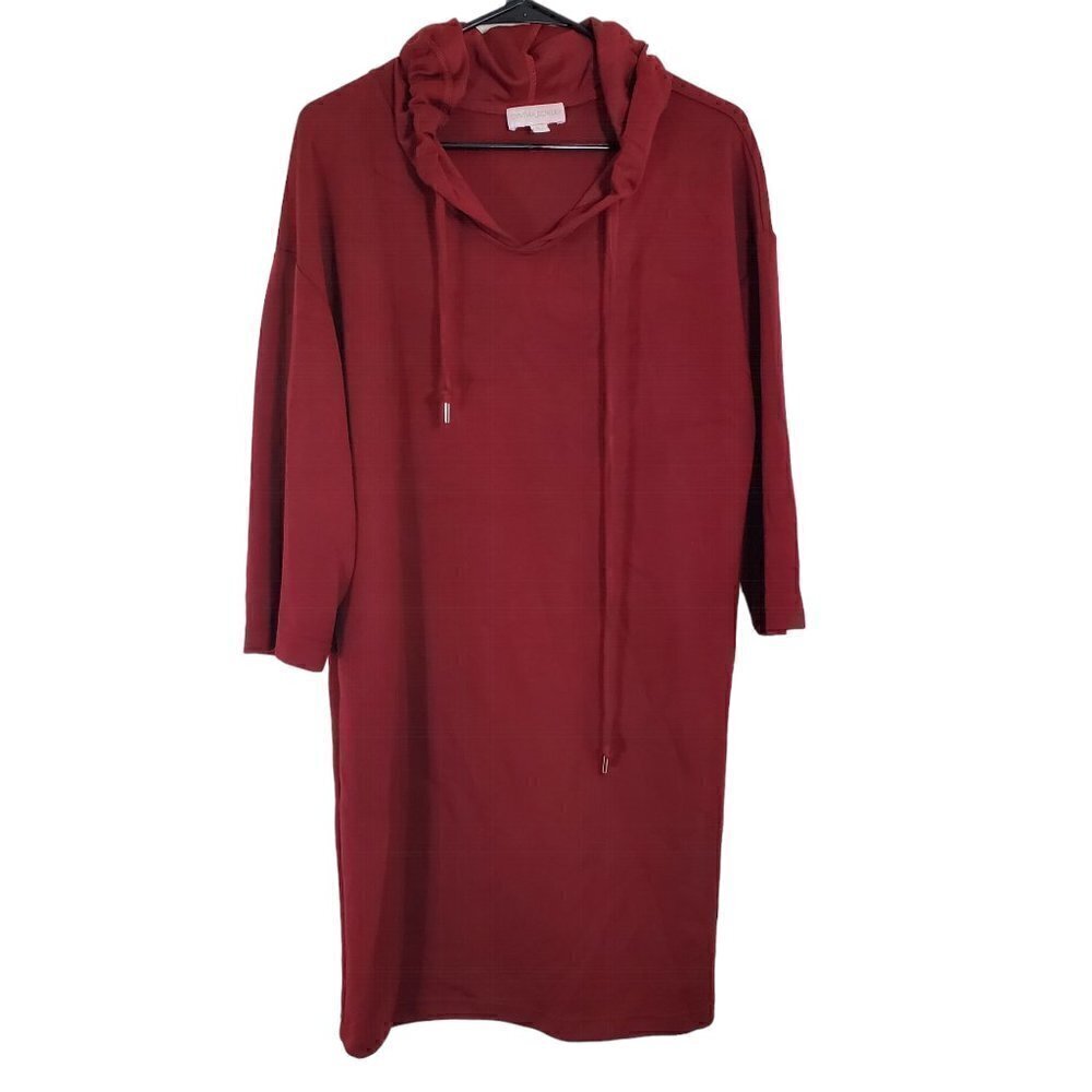 Cynthia Rowley Womens L Maroon Sweatshirt‎ Turtleneck Hooded Dress Lounge Modal
